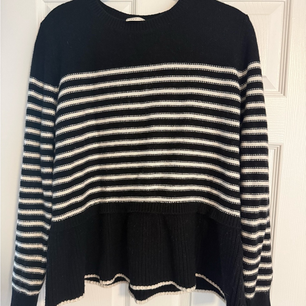 kate spade Black and White Striped Crew Neck Sweater